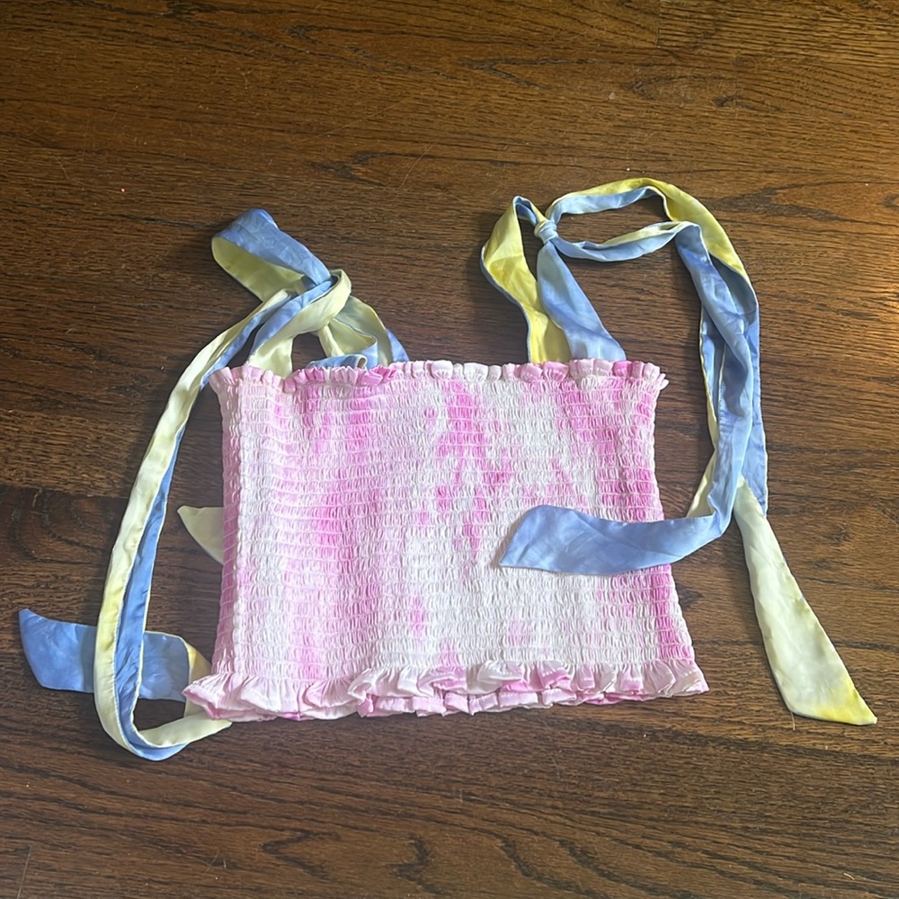 Koch pink and purple tie dye Cece Top